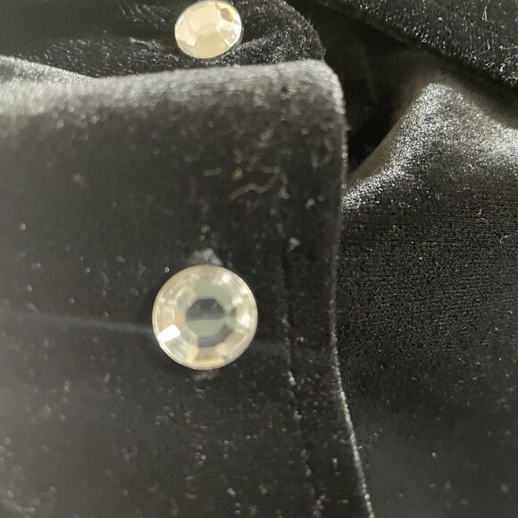 Vtg Quacker Factory Tunic Womens Medium Black Velvet Button Up Whimsigoth Fairy - Picture 4 of 9